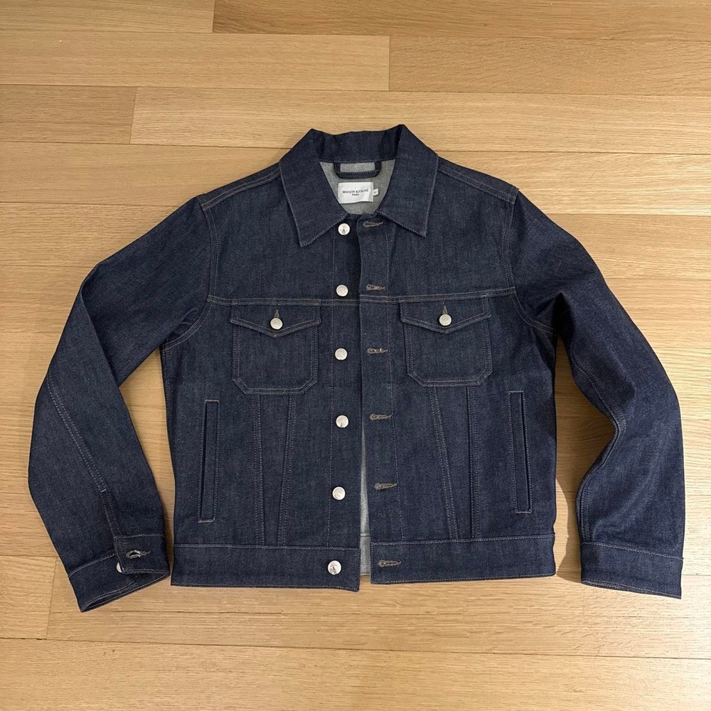 Men's Kitsune Navy blue raw denim jacket